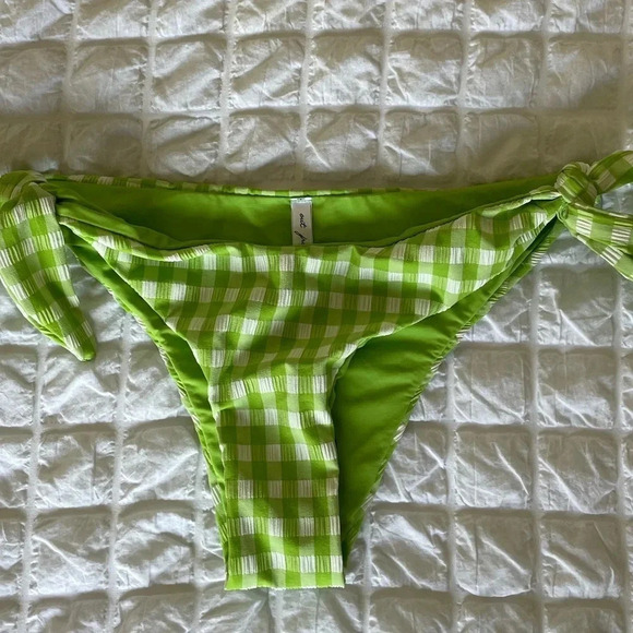 Urban Outfitters green plaid side tie bikini bottom - Picture 1 of 5